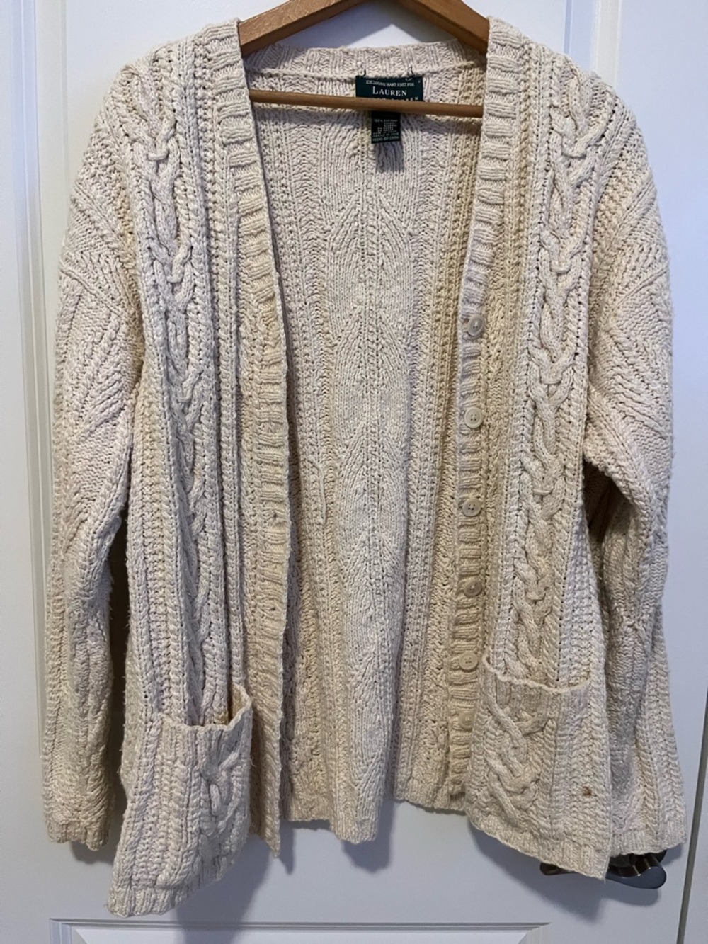 Lauren Ralph Lauren hand knit cable Button-Front Cardigan Sweater